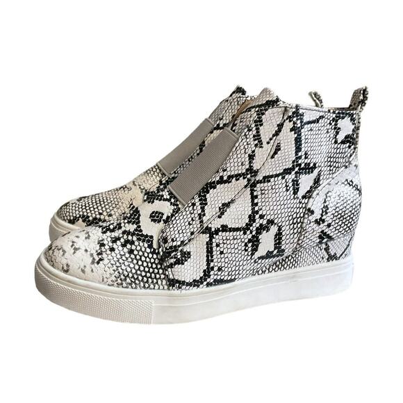 New Sneaker Boots Womens Black 7.5M Snake Print GLADY Waterproof Ankle Zip - Picture 5 of 16